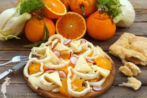 insalata finocchio arance pecorino
