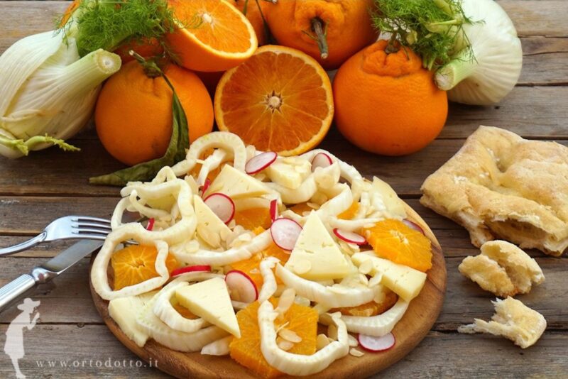 insalata finocchio arance pecorino